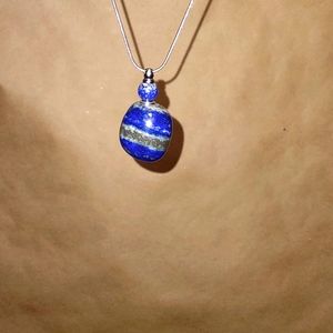 LAPIS LAZULI Blue Granite KEEPSAKE Pendant and Necklace Silver